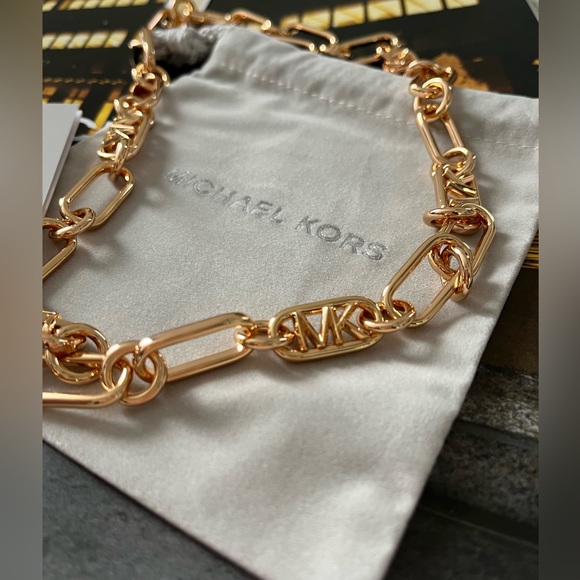 Michael Kors Precious Metal-Plated Brass Chain Link rose gold Necklace - Picture 2 of 7